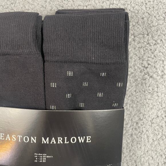 EASTON MARLOWE Men's Shoe Size 10-13 Black White Cotton Polyamide Elastane 6PK - Picture 3 of 8